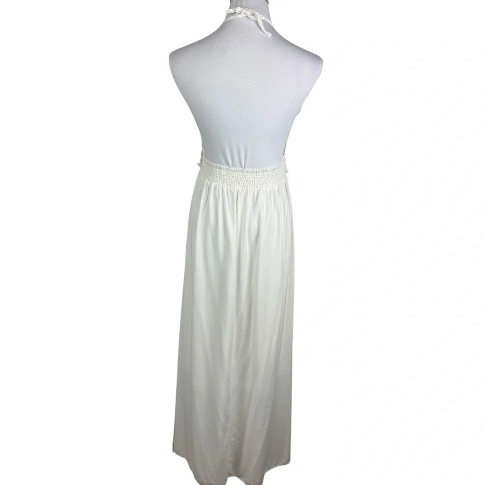 Lilbetter Elegant Crochet Halter Top‎ Elastic Waist Maxi Dress Women's XL White - Picture 5 of 10